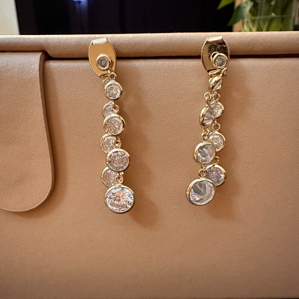 Anthropologie Double Crystal Tiered Drop Earrings